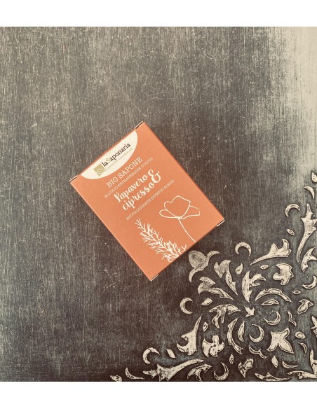 Bio sapone all'olio extra vergine di oliva - papavero e cipresso