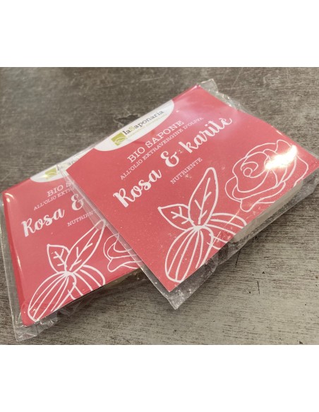 Minitaglia bio sapone all'olio extra vergine di oliva - Rosa e karité