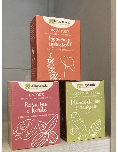 Bio sapone all'olio extra vergine di oliva - papavero e cipresso