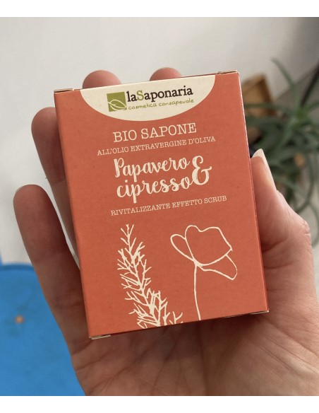 Bio sapone all'olio extra vergine di oliva - papavero e cipresso